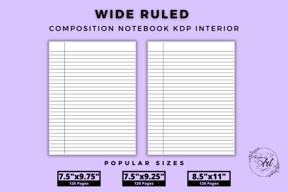 Download Wide Ruled Notebook Interior for KDP - Notebook Collection