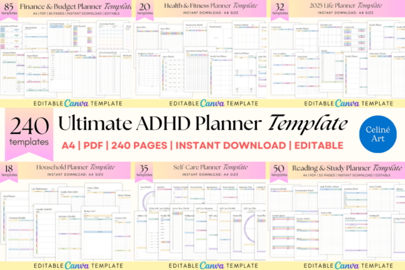 Download Ultimate ADHD Planner Templates Bundle - Premium Bundle